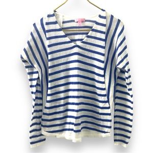 Lilly Pulitzer Stasia Blue and White Striped Lightweight Sweater